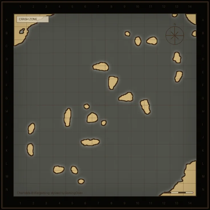Stylised tactical chart of the Crash Zone map