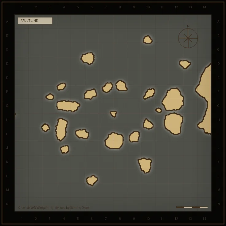 Stylised tactical chart of the Fault Line map