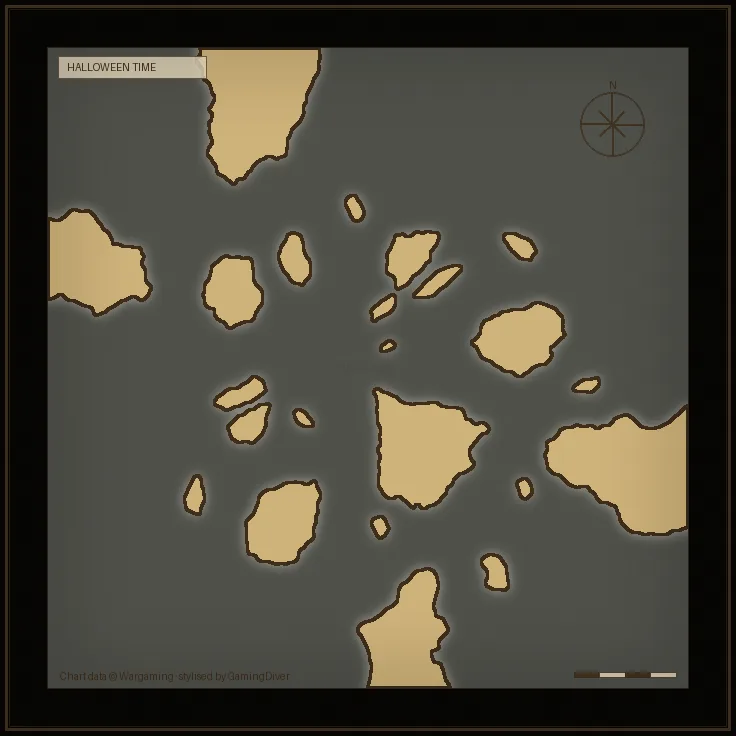 Stylised tactical chart of the Halloween time map