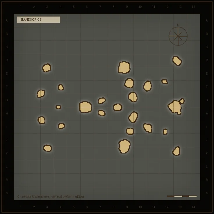 Stylised tactical chart of the Islands of Ice map