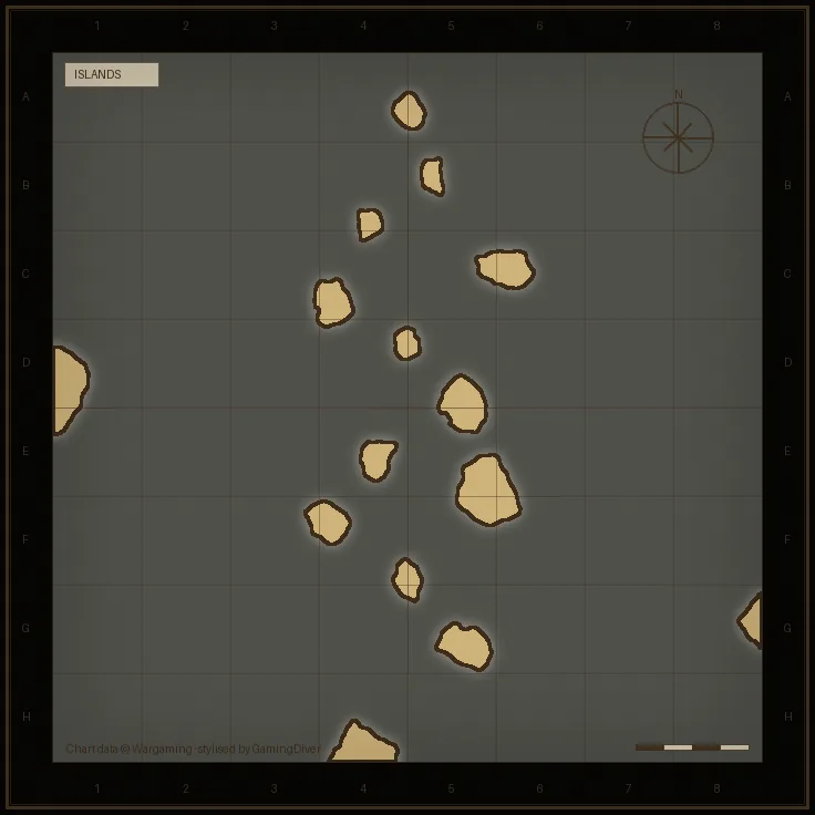 Stylised tactical chart of the Islands map