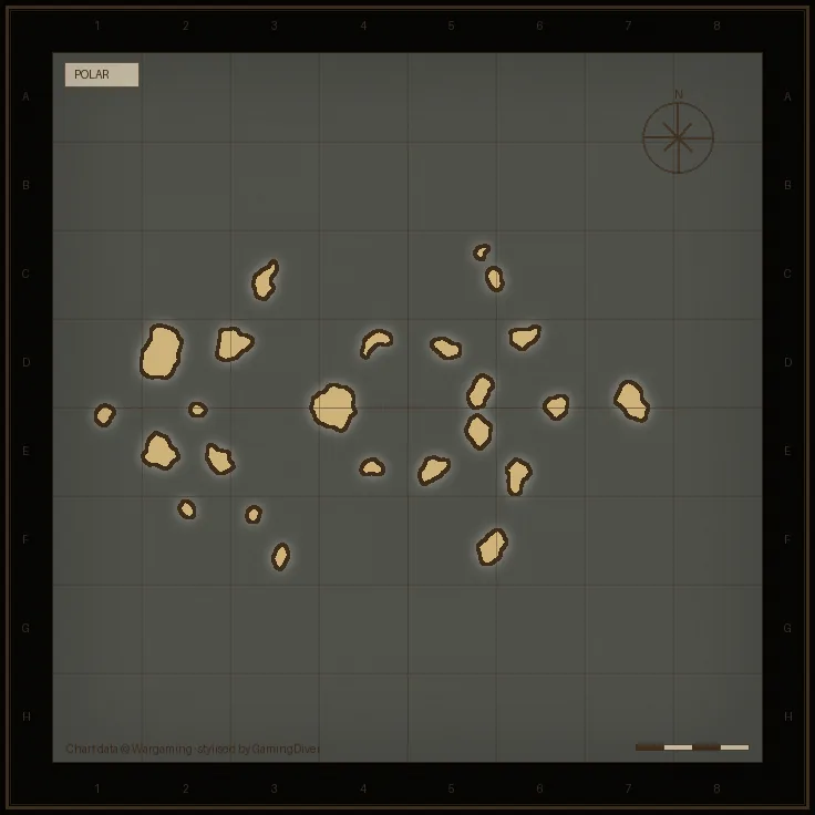 Stylised tactical chart of the Polar map