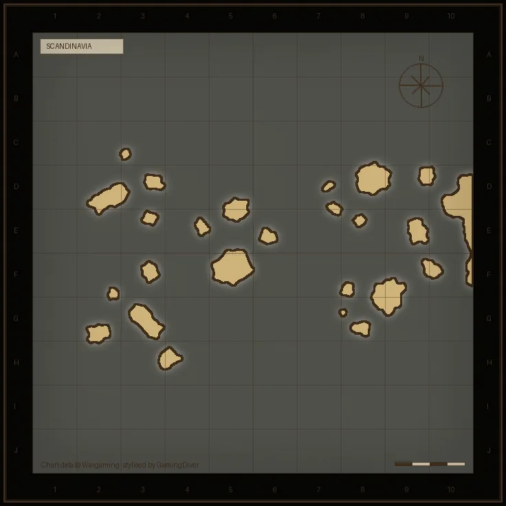 Stylised tactical chart of the Scandinavia map