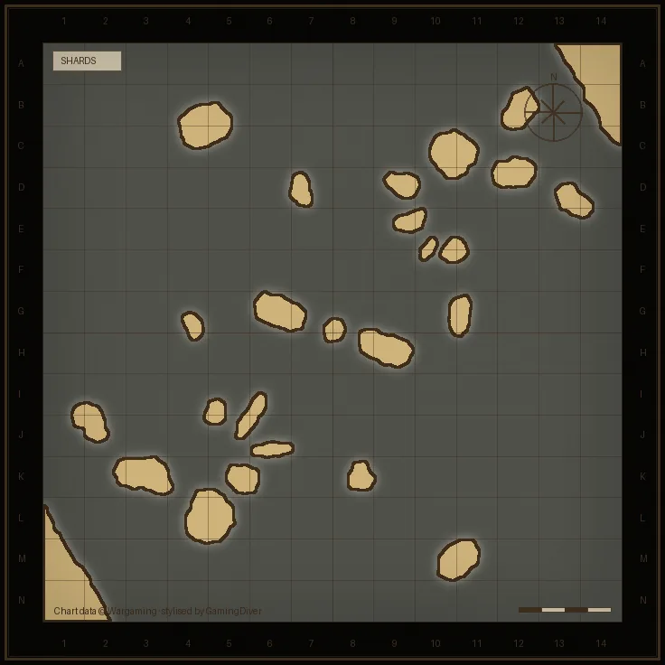 Stylised tactical chart of the Shards map