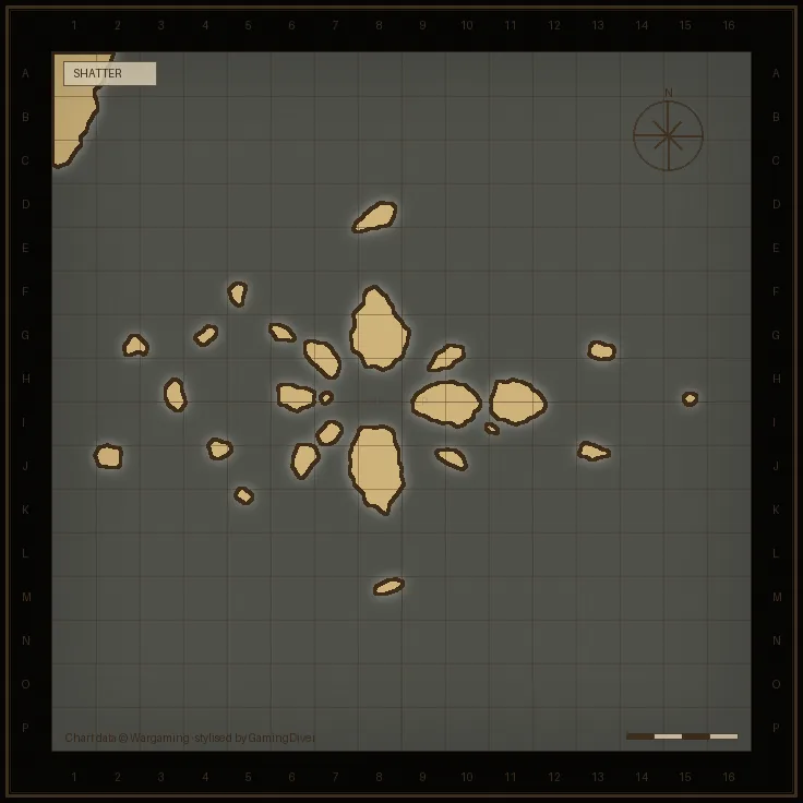 Stylised tactical chart of the Shatter map