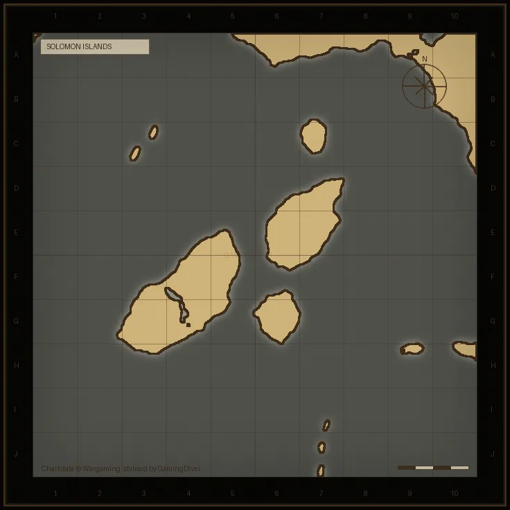 Stylised tactical chart of the Solomon Islands map