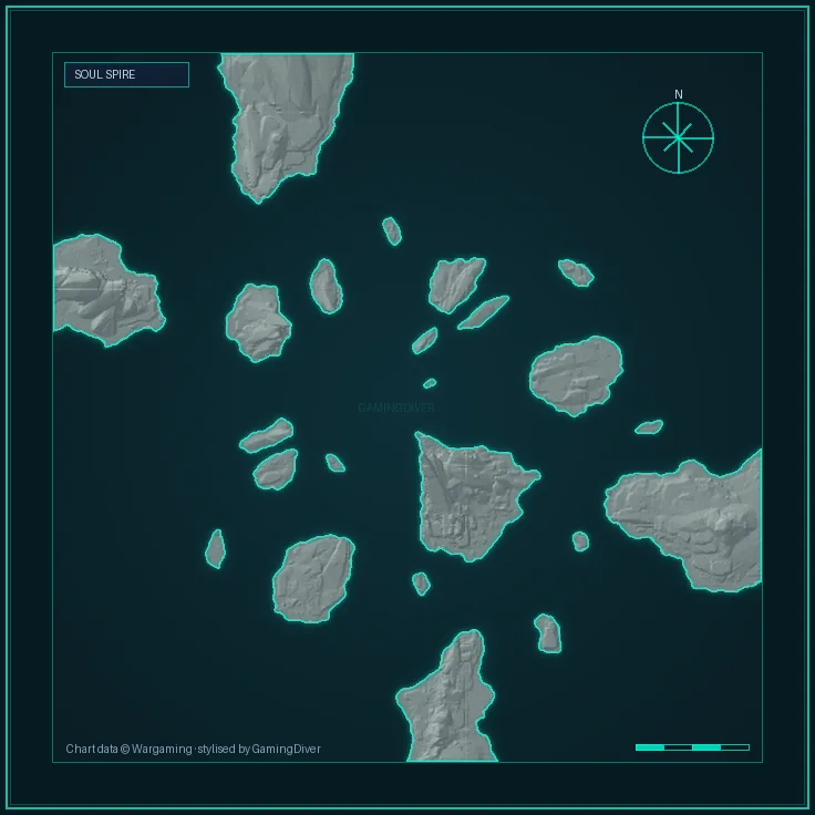 Stylised tactical chart of the Soul Spire map