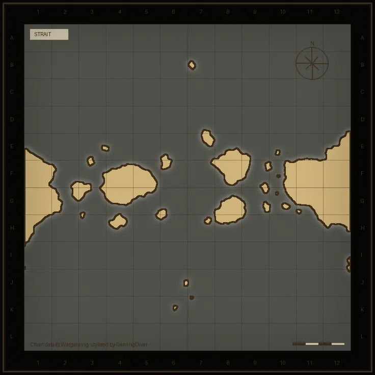Stylised tactical chart of the Strait map