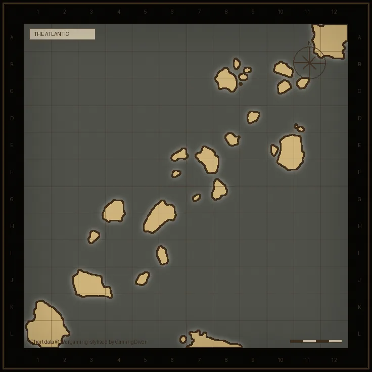 Stylised tactical chart of the The Atlantic map