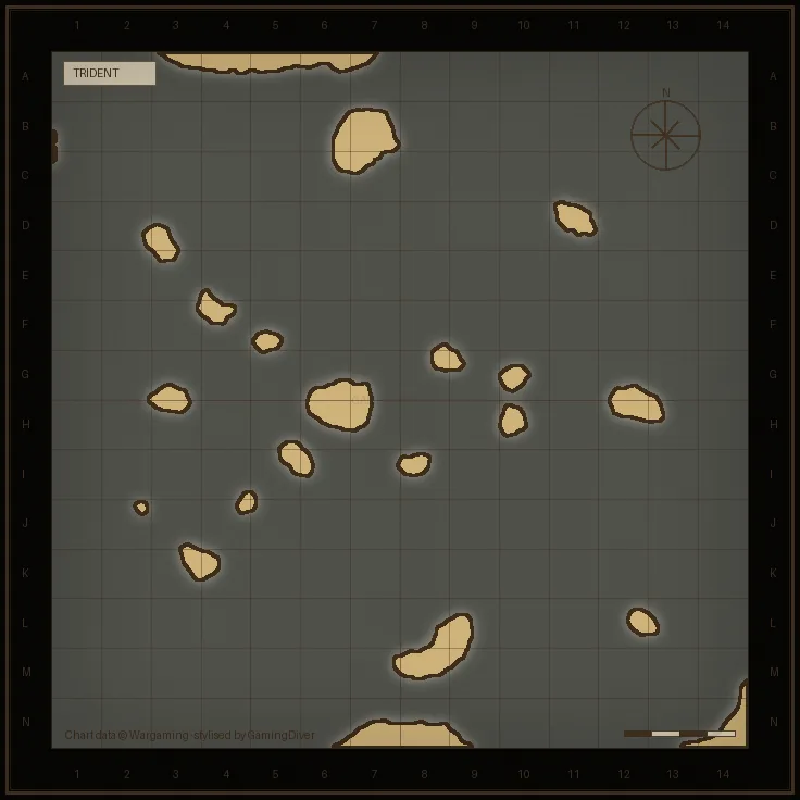 Stylised tactical chart of the Trident map